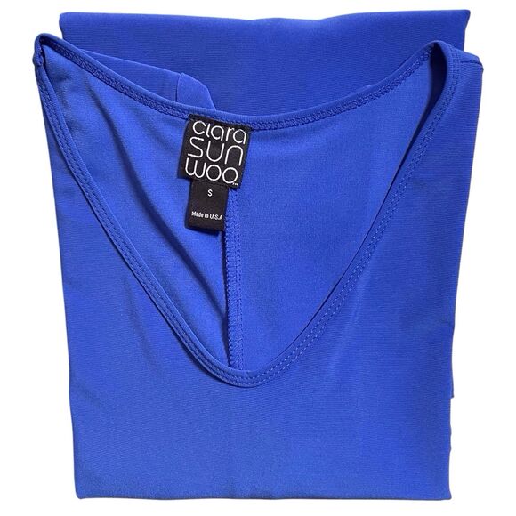 NWT Clara Sunwoo Sun Woo V-Neck High-Low Envelope Hem Tunic Top Size Small Blue - Picture 9 of 16